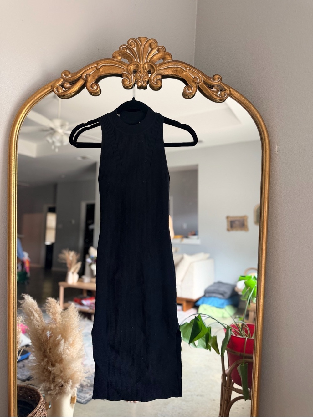 Abercrombie black mock neck knit midi dress xsmall petite